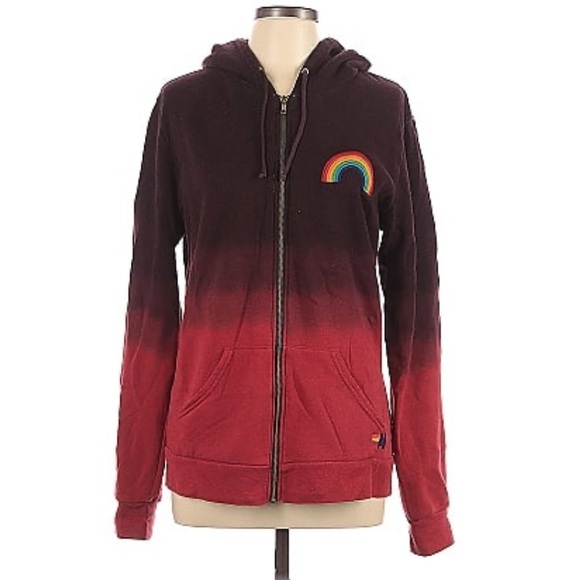 Aviator Nation Ombré Rainbow Zip Up Hooded Sweatshirt - Picture 10 of 14